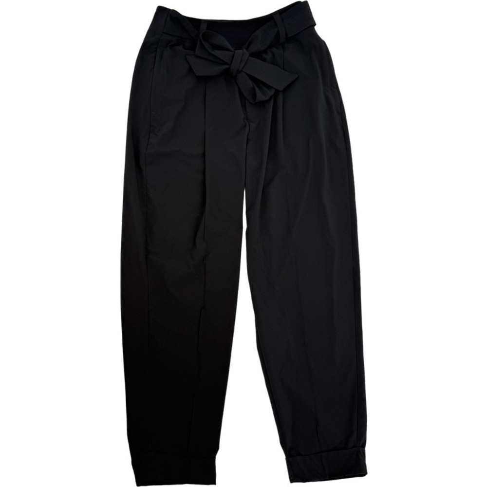 ATHLETA 10 Brooklyn Tie Waist Ankle Pants Black Tapered Cuffed Travel Gorpcore
